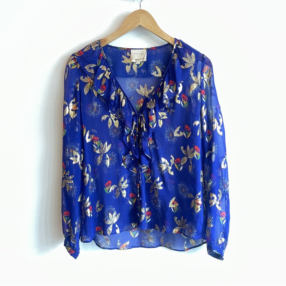 Sezane aheer lurex blouse
